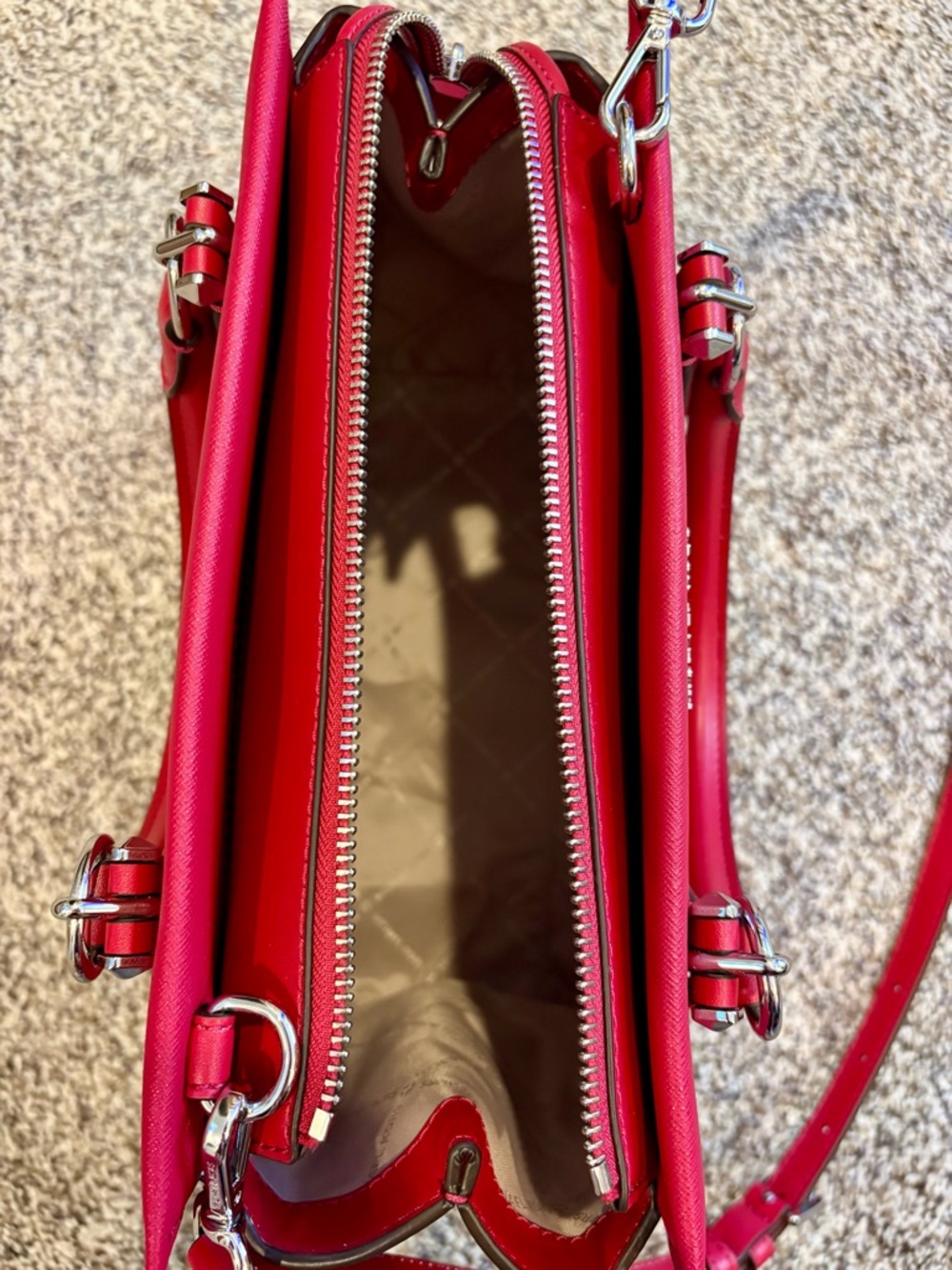 Michael Kors Red Saffiano Satchel with Top Handles and Strap NWT - Picture 8 of 8